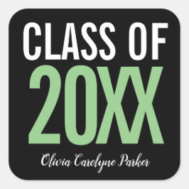 Sticker Carré Green Bold Graduation personnalisée chaque année