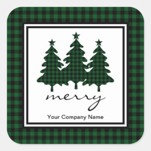 Sticker Carré Green Buffalo Check Pine Trees Company