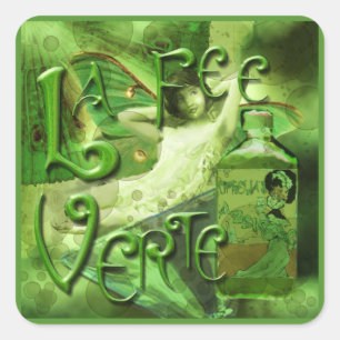 Sticker Carré Green Fairy Splashy Collage IV