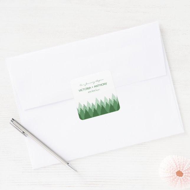 Sticker Carré Green Forest Range Mariage de bois (Enveloppe)