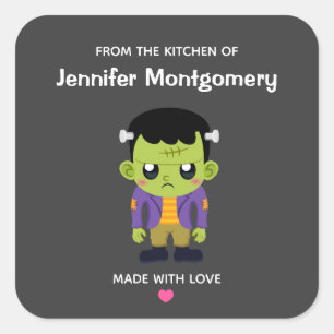 Sticker Carré Green Frankenstein Monster Halloween Kitchen