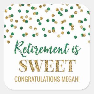 Sticker Carré Green Gold Confetti Retirement est doux