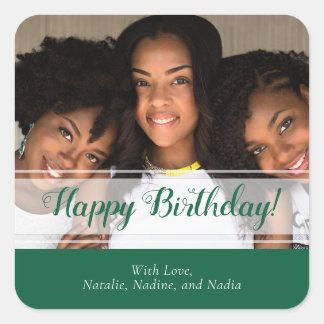 Sticker Carré Green is Good Photo Joyeux anniversaire