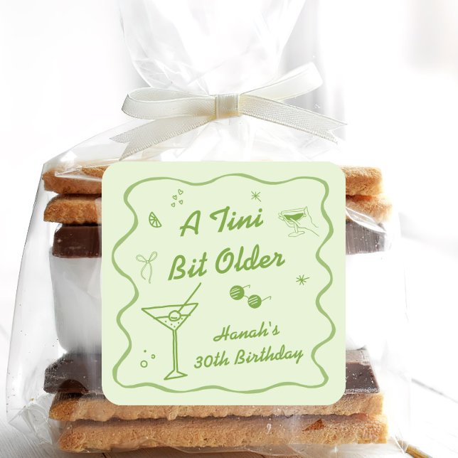 Sticker Carré Green Martini fête d'anniversaire (Créateur téléchargé)