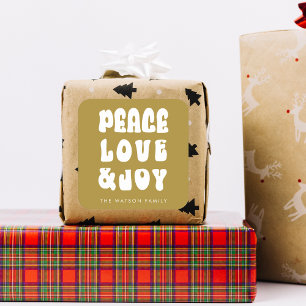Sticker Carré Green Retro Super Peace Love Joie Holiday