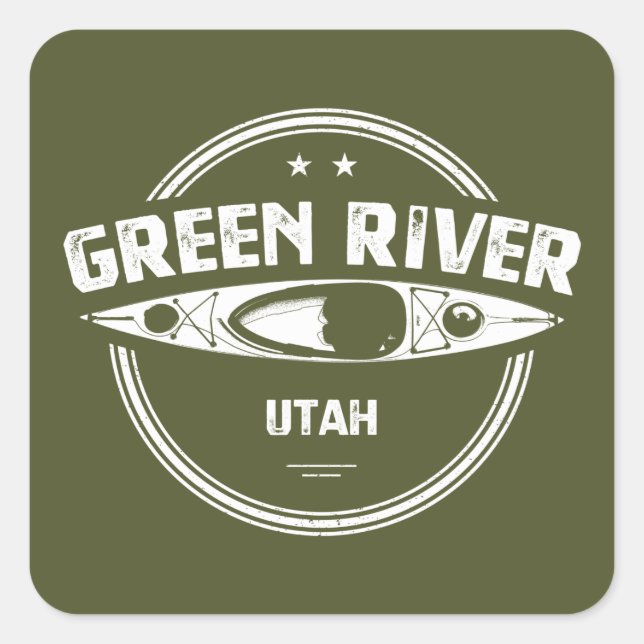 Sticker Carré Green River Utah Kayak (Devant)