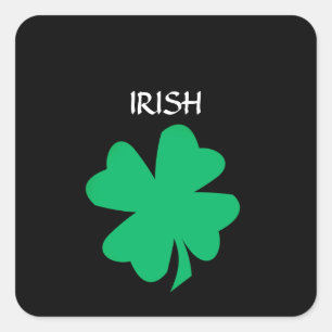 Sticker Carré Green St Patrick's Day Irish Shamrock Leaf 2023