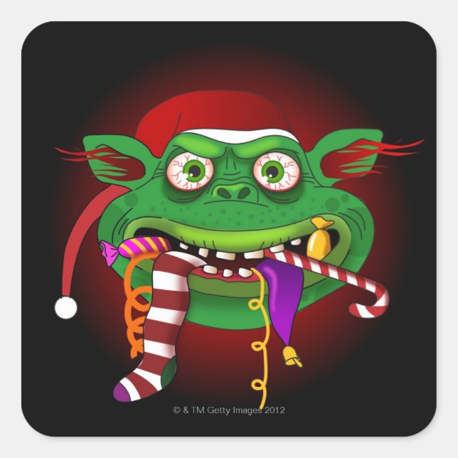 Sticker Carré Gremlin Manger Des Bonbons (Devant)