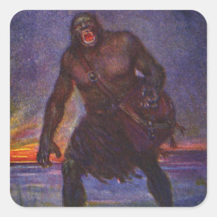 Sticker Carré Grendel dans l'autocollant Beowulf