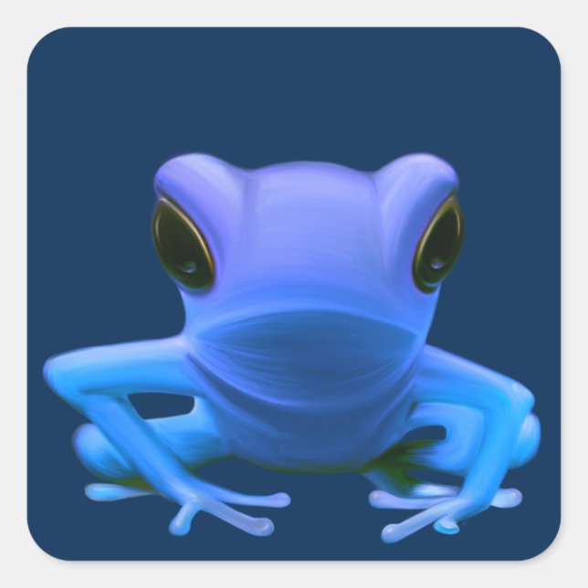 Sticker Carré Grenouille à arbre bleu (Devant)