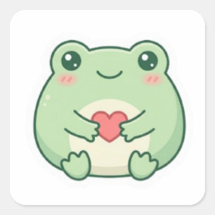 Sticker Carré Grenouille autocollante d'amour minimal Cute Frog