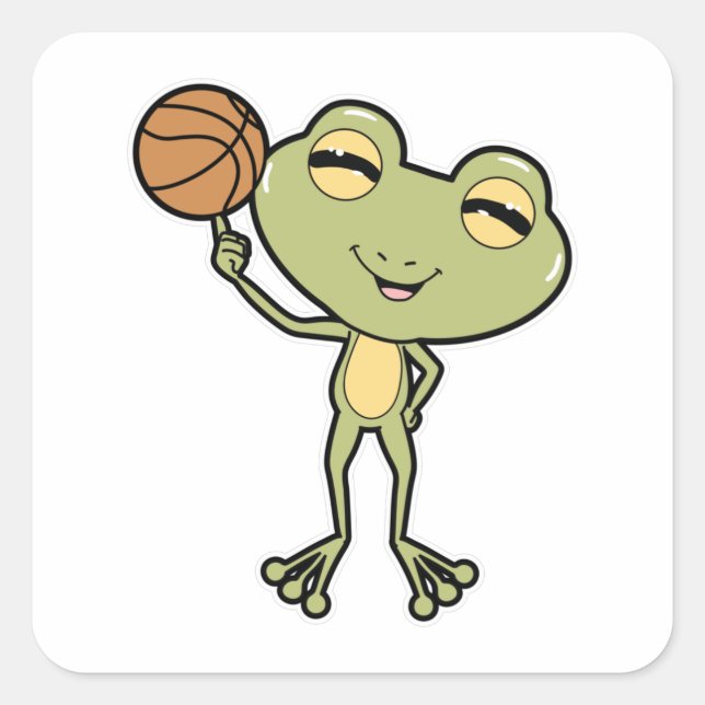 Sticker Carré Grenouille aux sports de basket-ball (Devant)