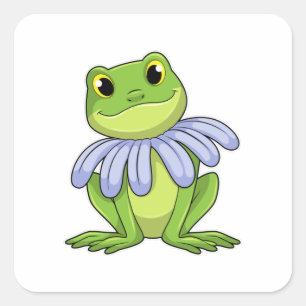 Sticker Carré Grenouille avec marguerite