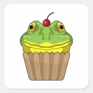 Sticker Carré Grenouille avec muffin