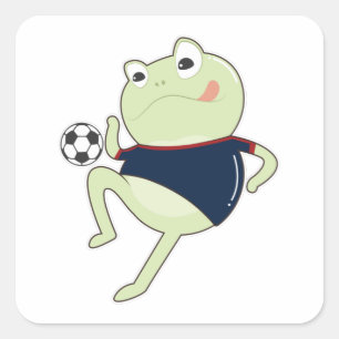 Sticker Carré Grenouille comme joueur de football avec balle de 