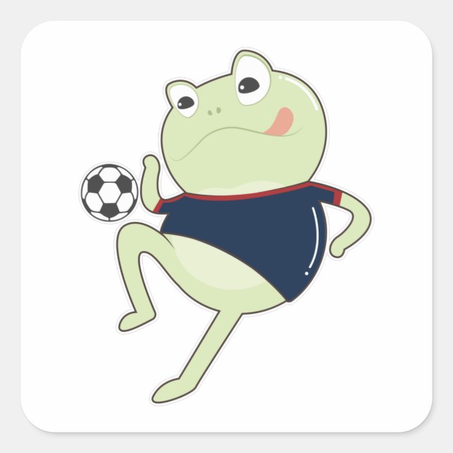 Sticker Carré Grenouille comme joueur de football avec balle de  (Devant)