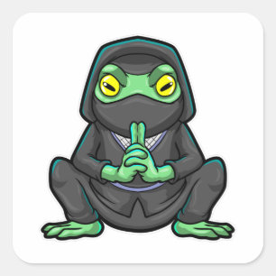 Sticker Carré Grenouille comme Ninja en noir