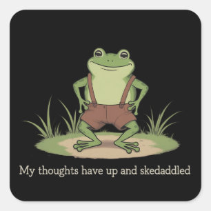 Sticker Carré Grenouille Cottagecore Décampe Drôle Sarcastique