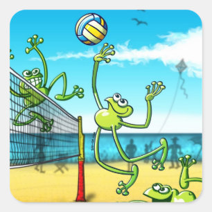 Sticker Carré Grenouille de volleyball