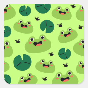 Sticker Carré Grenouille drôle