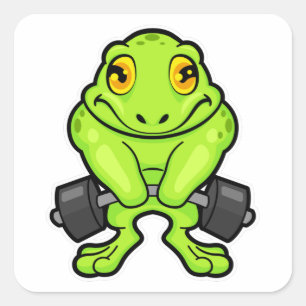 Sticker Carré Grenouille en forme avec Barbell
