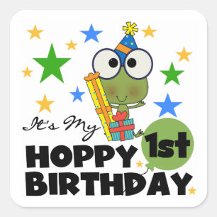 Sticker Carré Grenouille Hoppy 1er Anniversaire T-shirts et cade