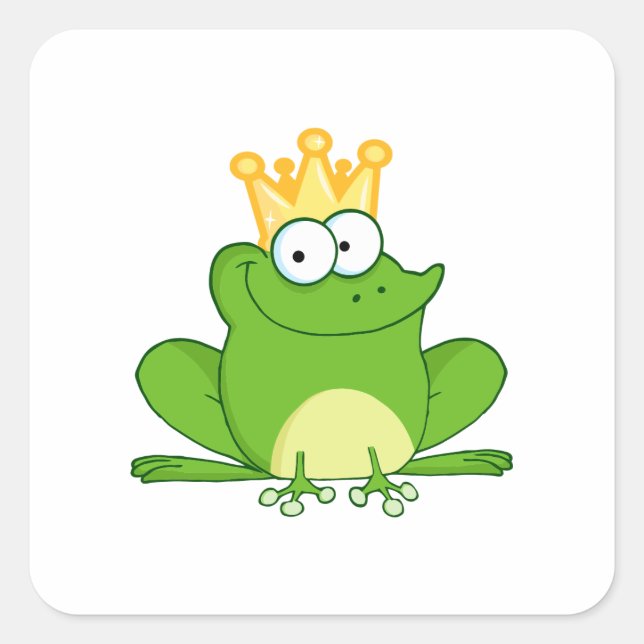 Sticker Carré Grenouille King Grenouille Couronne Green Cute Car (Devant)
