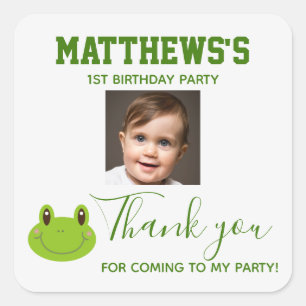 Sticker Carré Grenouille Merci Anniversaire de enfant