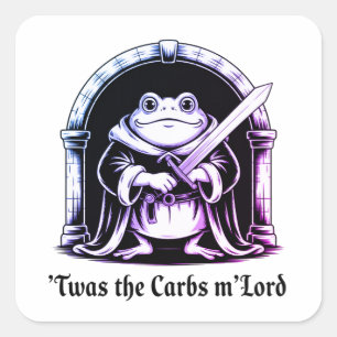 Sticker Carré Grenouille Mignonne avec Épée Blague sur les Gluc