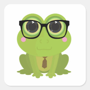 Sticker Carré Grenouille Nerd