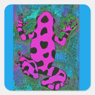 Sticker Carré Grenouille rose chaude avec points noirs