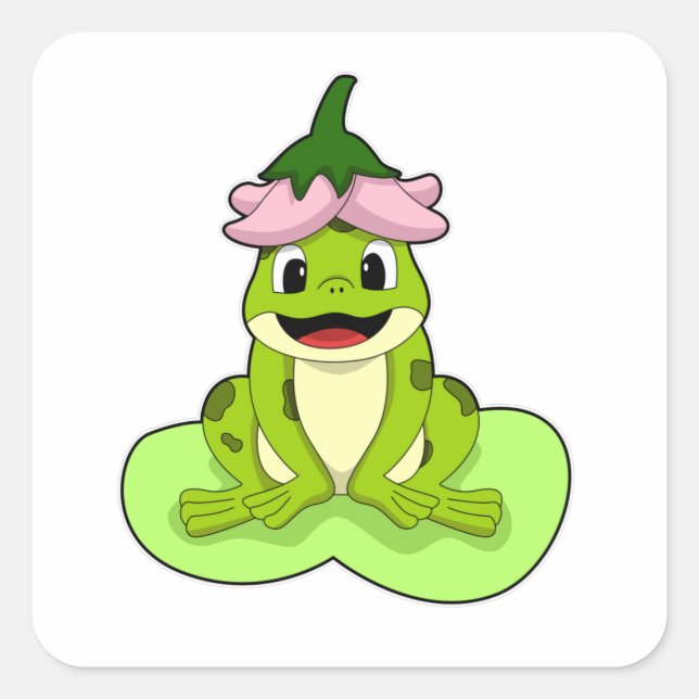 Sticker Carré Grenouille sur la feuille (Devant)