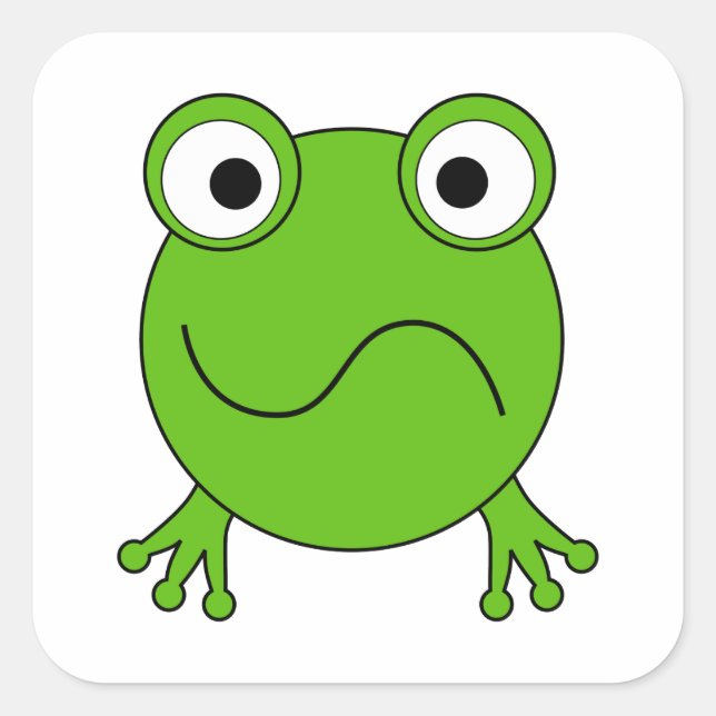 Sticker Carré Grenouille verte. A l'air confus. (Devant)