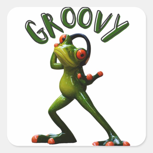 Sticker Carré Grenouille verte super (Devant)