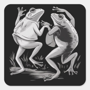 Sticker Carré Grenouilles dansantes Toad Goblincore Dark Academi