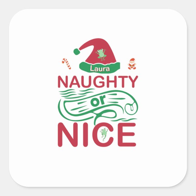 Sticker Carré Grenouilles de Noël coquines ou jolies avec Père N (Devant)