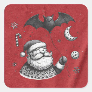 Sticker Carré Griffes du Père Noël Rouge