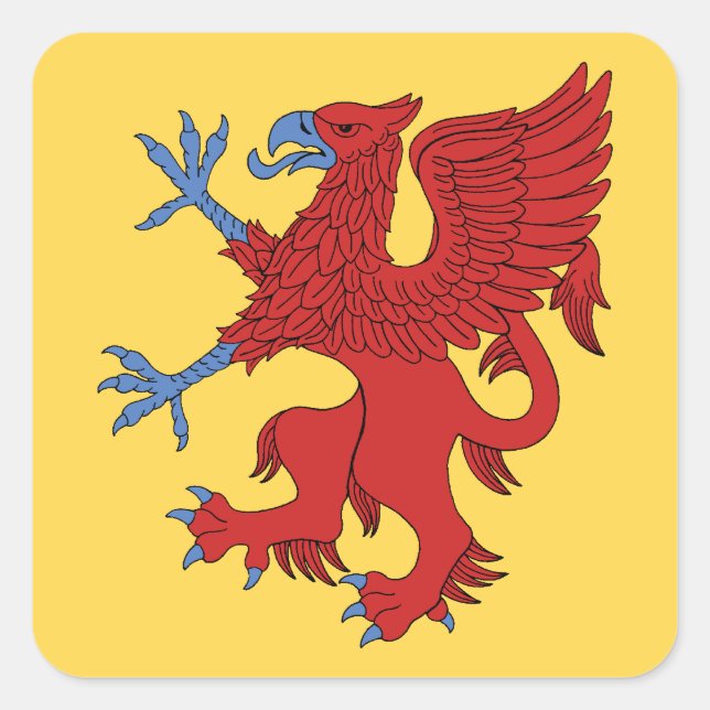 Sticker Carré Griffin Rampant Gules (Devant)