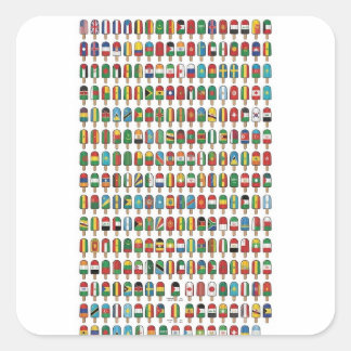 Sticker Carré Grille de sucettes Drapeaux du Monde