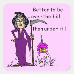 Sticker Carré Grim Reaper Humour d'anniversaire