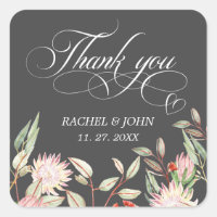 Gris Calligraphique Script Merci Mariage de coeur