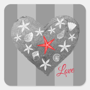 Sticker Carré Gris Gris Gris Coastal Thème Coquille de coquillag