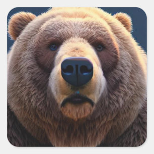 Sticker Carré Grizzly Bear
