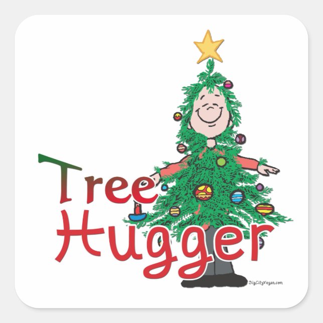 Sticker Carré Gros arbre de Noël (Devant)