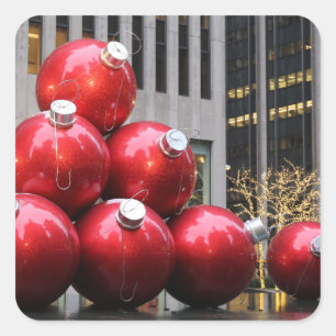 Sticker Carré Gros boules de Noël en New York