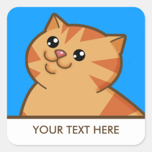 Sticker Carré Gros chat orange heureux