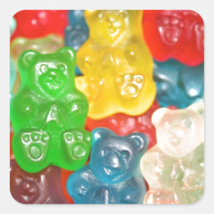Sticker Carré Gros ours gommeux motif pour grand & petit, bonbon