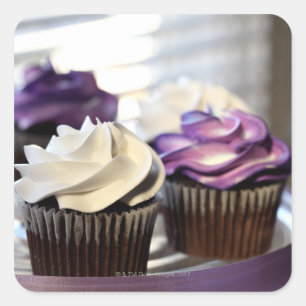 Sticker Carré Gros plan des cupcakes avec accent sélectif sur