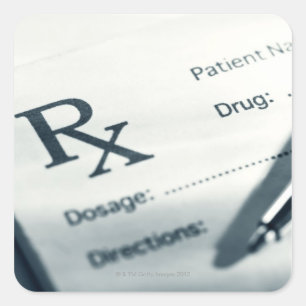 Sticker Carré Gros plan et stylo de prescription