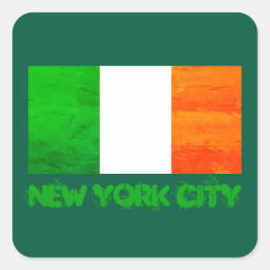 Sticker Carré Grosse Pomme, Racines Irlandaises - Drapeau Irland